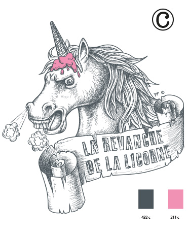 image licorne avec cornet de glace sur la tête